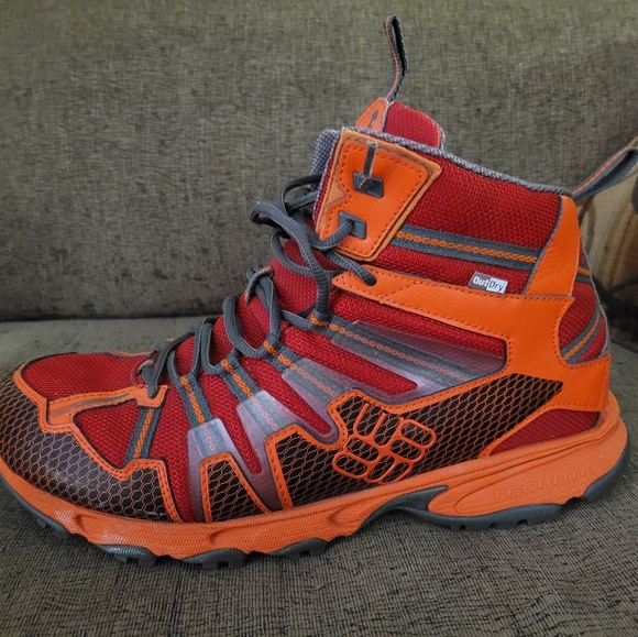 Men's Red and Orange Hiking Boots - Picture 3 of 12